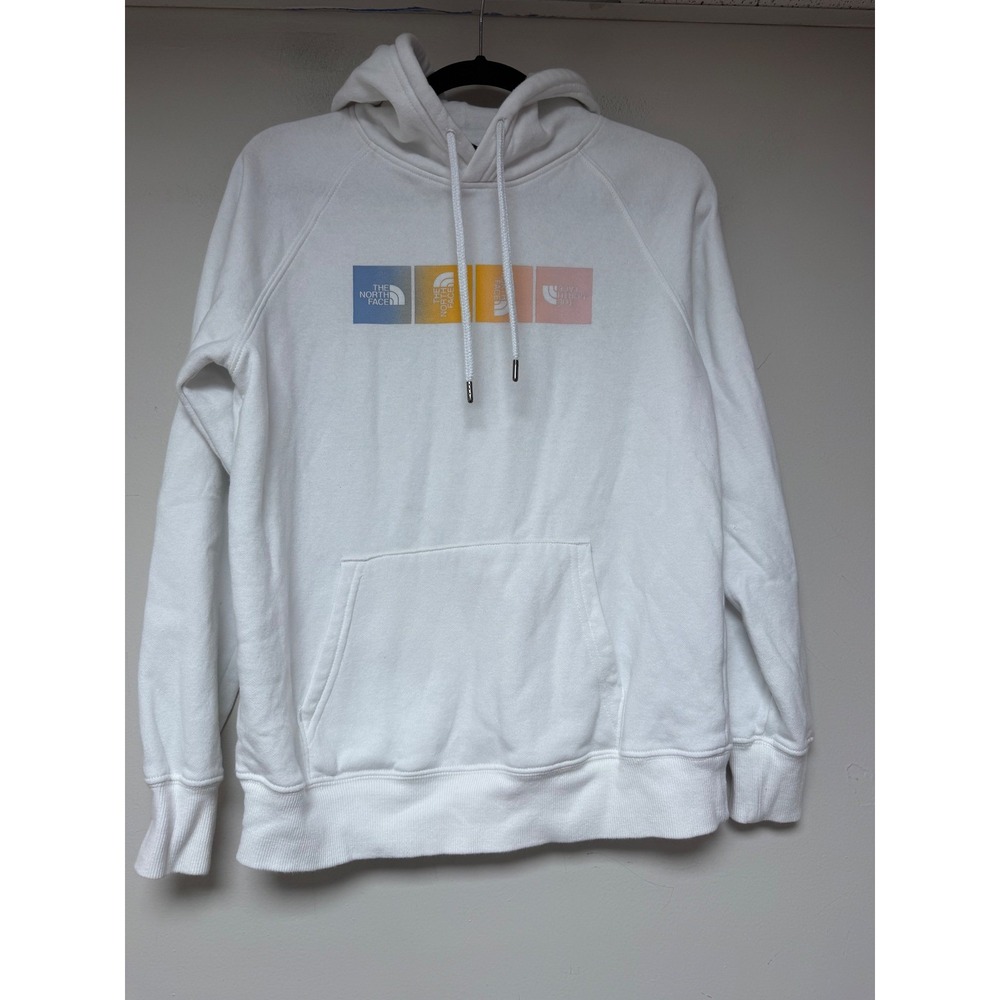 The North Face Circular Design White Hoodie Sweatshirt Womens Size‎ Small